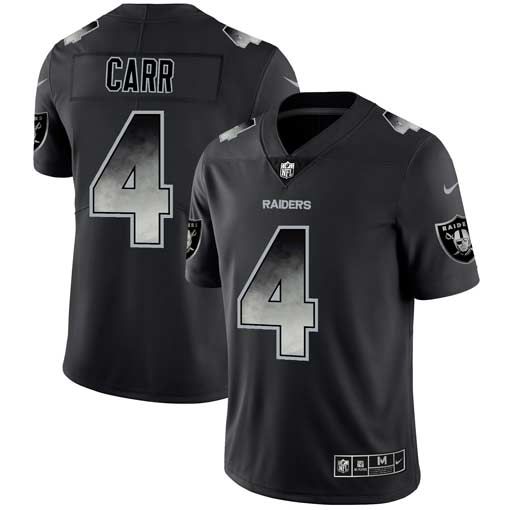 Men Oakland Raiders #4 Carr Nike Teams Black Smoke Fashion Limited NFL Jerseys